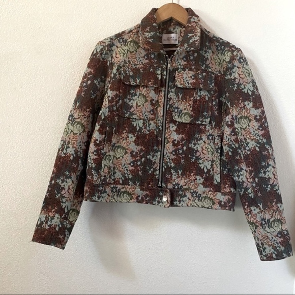 Urban Outfitters Floral Jacquard Trucker Jacket
